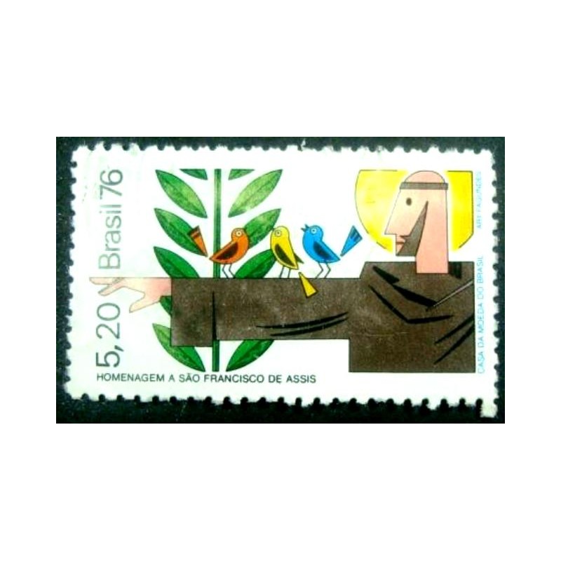 Selo postal do Brasil de 1976 São Francisco de Assis M