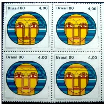 Quadra de selos postais do Brasil de 1980 Televisão Brasileira