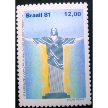 Selo postal do Brasil de 1981 Cristo Redentor M