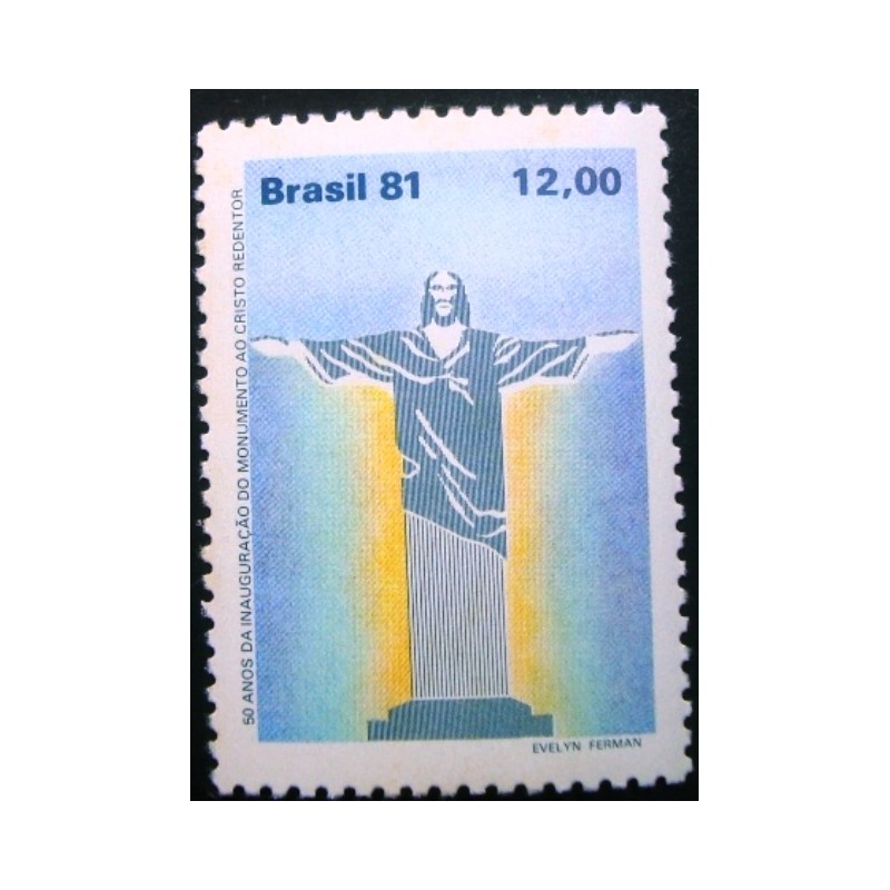 Selo postal do Brasil de 1981 Cristo Redentor M