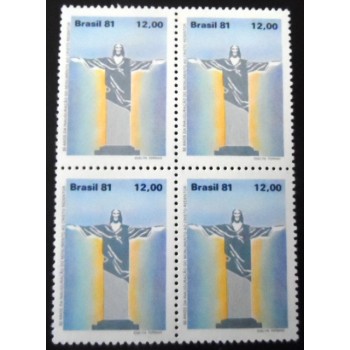 Quadra de selos postais do Brasil de 1981 Cristo Redentor M