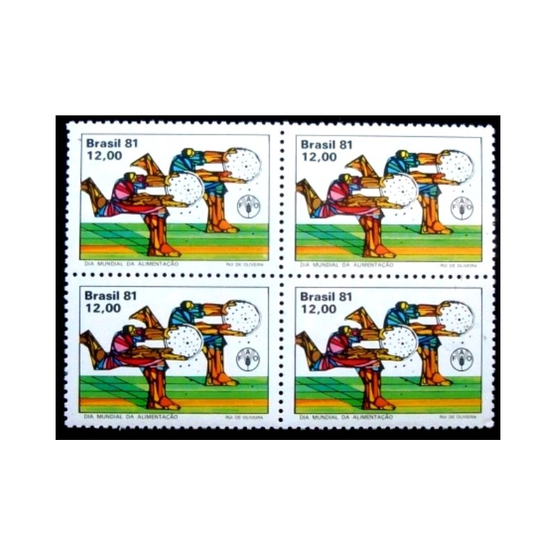 Quadra de selos do Brasil de 1981 Dia da Alimentação M