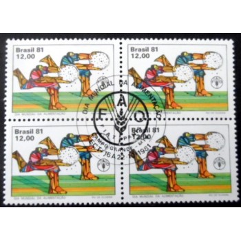 Quadra de selos postais do Brasil de 1981 Dia da Alimentação MCC MS