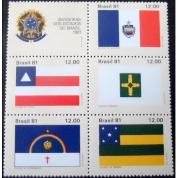 Se-tenant do Brasil de 1981 Bandeiras I M SET