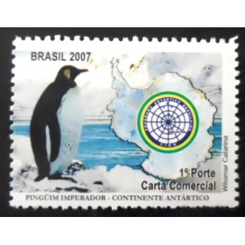 Selo postal do Brasil de 2007 Pinguim Imperador