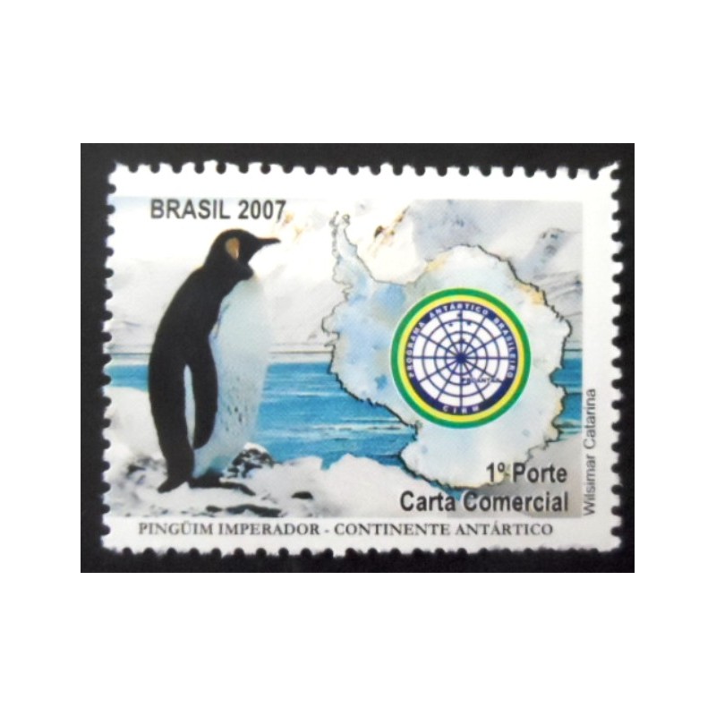 Selo postal do Brasil de 2007 Pinguim Imperador