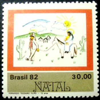 Selo postal do Brasil de 1982 Fuga para o Egito M