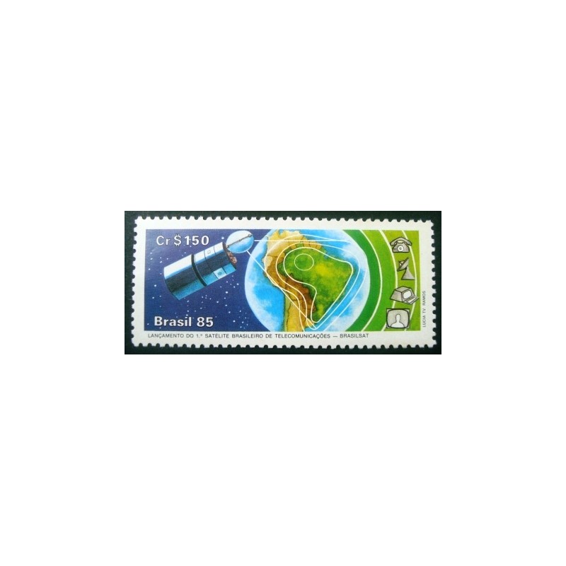 Selo postal do Brasil de 1985 Brasilsat M