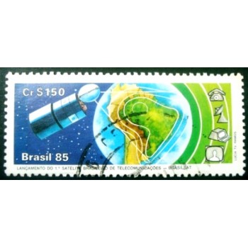 Imagem similar á do selo postal do Brasil de 1985 Brasilsat U