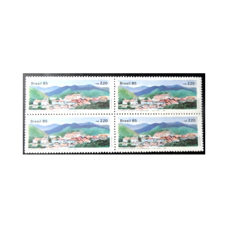 Quadra de selos postais do Brasil de 1985 Ouro Preto M