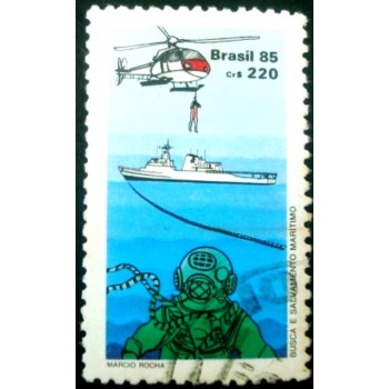Imagem similar à do selo postal do Brasil de 1985 Busca e Salvamento U