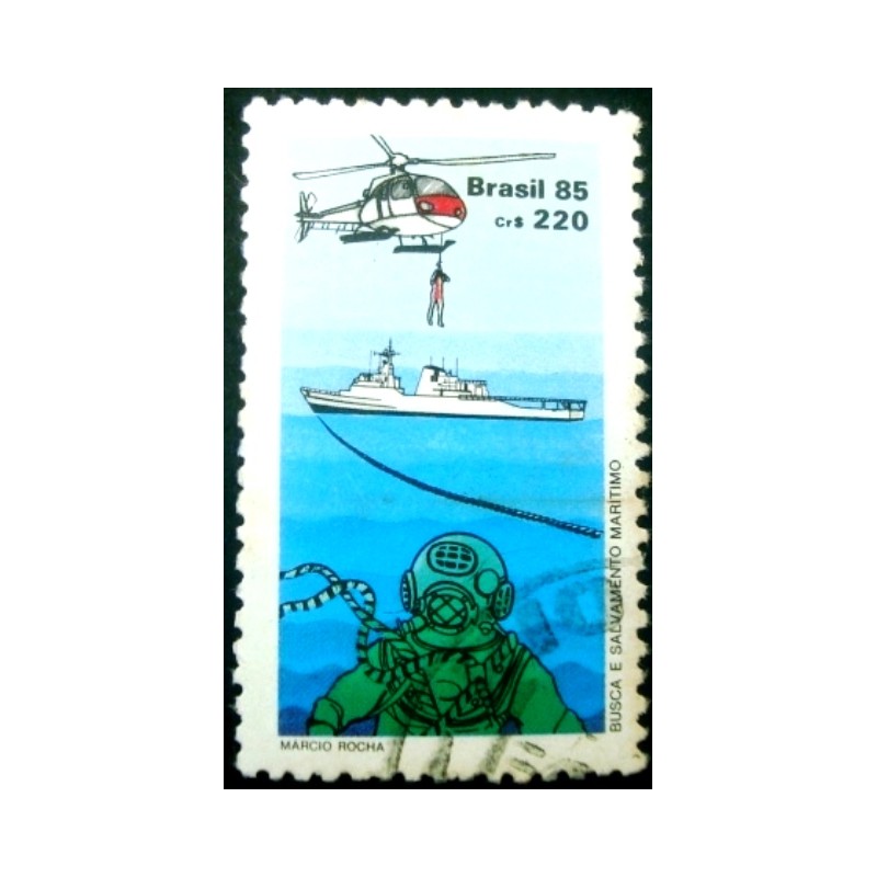 Imagem similar à do selo postal do Brasil de 1985 Busca e Salvamento U