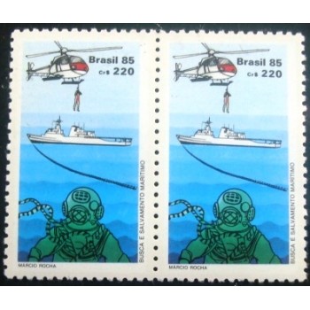Par de selos postais do Brasil de 1985 Busca e Salvamento