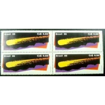 Quadra de selos do Brasil de 1986 Cometa Halley M