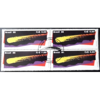 Quadra de selos do Brasil de 1986 Cometa Halley MCC