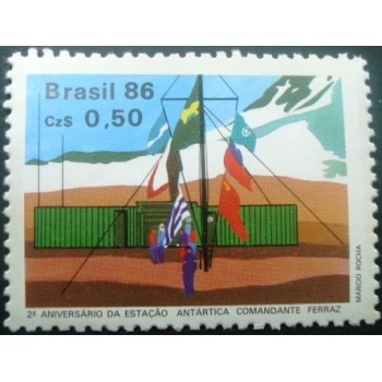 Selo postal do Brasil de 1986 Estação Comandante Ferraz M