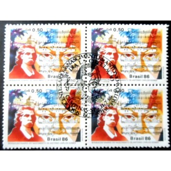Quadra de selos postais do Brasil de 1986 Carlos Gomes MCC