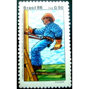 Selo postal do Brasil de 1986 Prevenção de Acidentes N