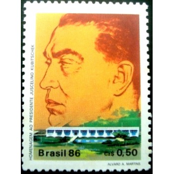 Selo postal do Brasil de 1986 Juscelino Kubitschek M