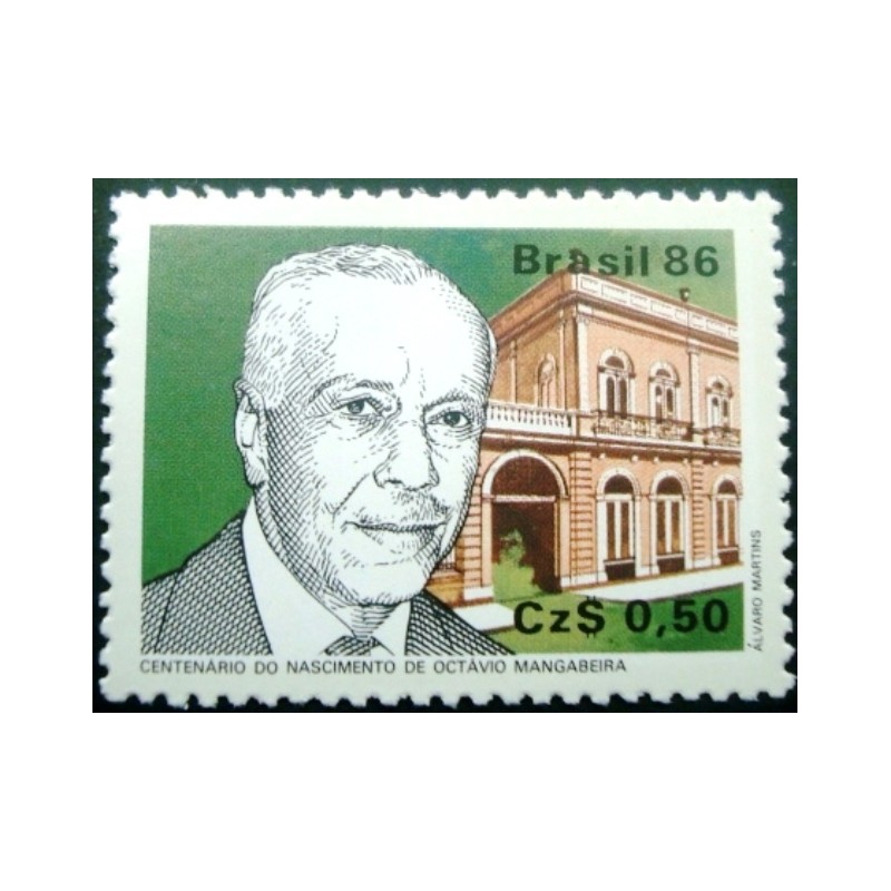 Selo postal do Brasil de 1986 Octávio Mangabeira M