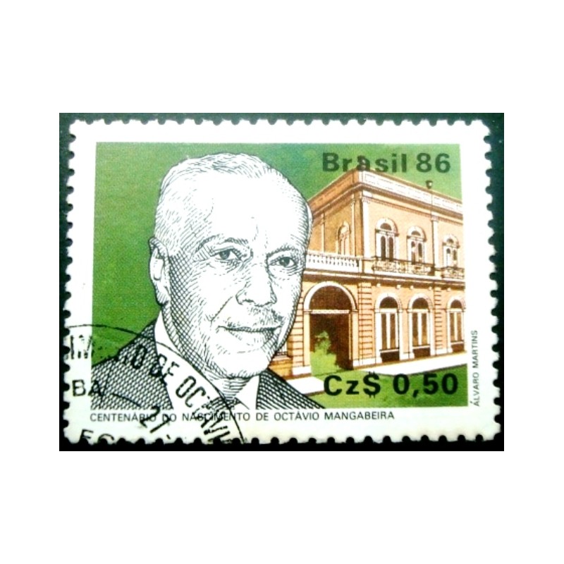 Selo postal do Brasil de 1986 Octávio Mangabeira N1D