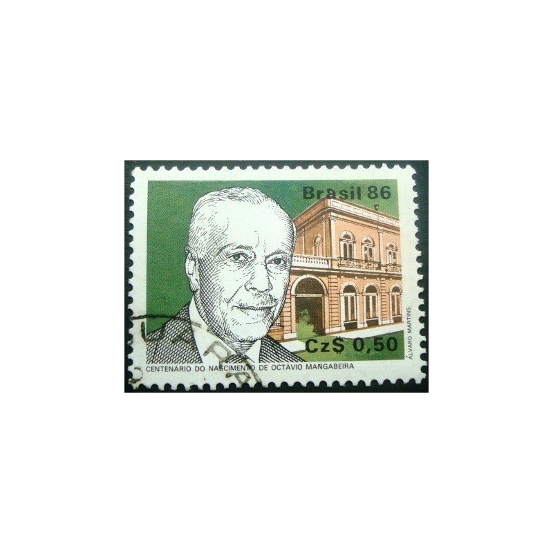 Selo postal do Brasil de 1986 Octávio Mangabeira U