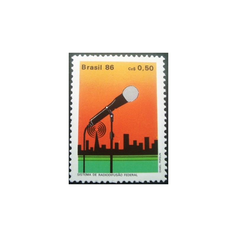 Selo postal do Brasil de 1986 Radiodifusão M