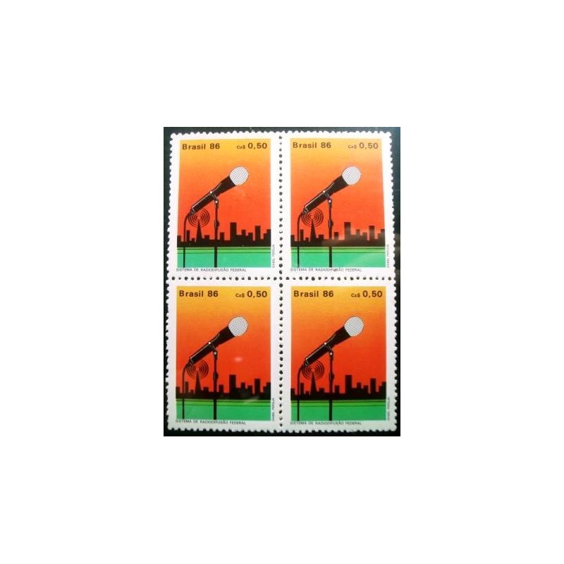 Quadra de selos postais do Brasil de 1986 Radiodifusão Federal M