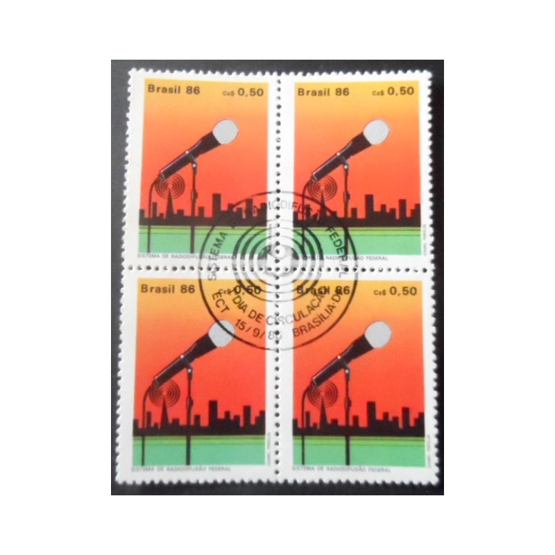 Quadra de selos postais do Brasil de 1986 Radiodifusão MCC DF