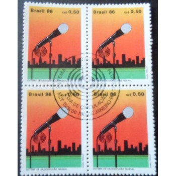 Quadra de selos postais do Brasil de 1986 Radiodifusão Federal MCC RJ