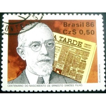 Selo postal do Brasil de 1986 Ernesto Simões Filho NCC