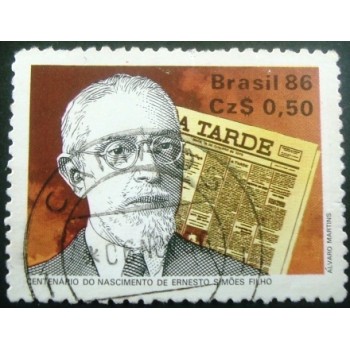 Selo postal do Brasil de 1986 Ernesto Simões Filho U