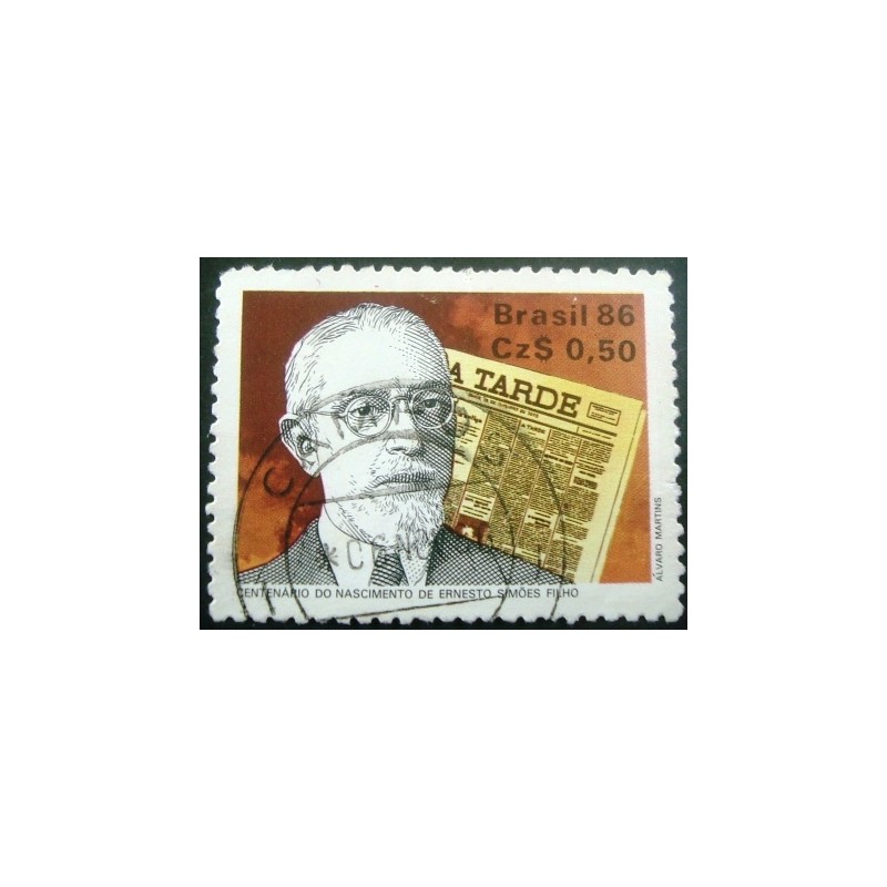 Selo postal do Brasil de 1986 Ernesto Simões Filho U