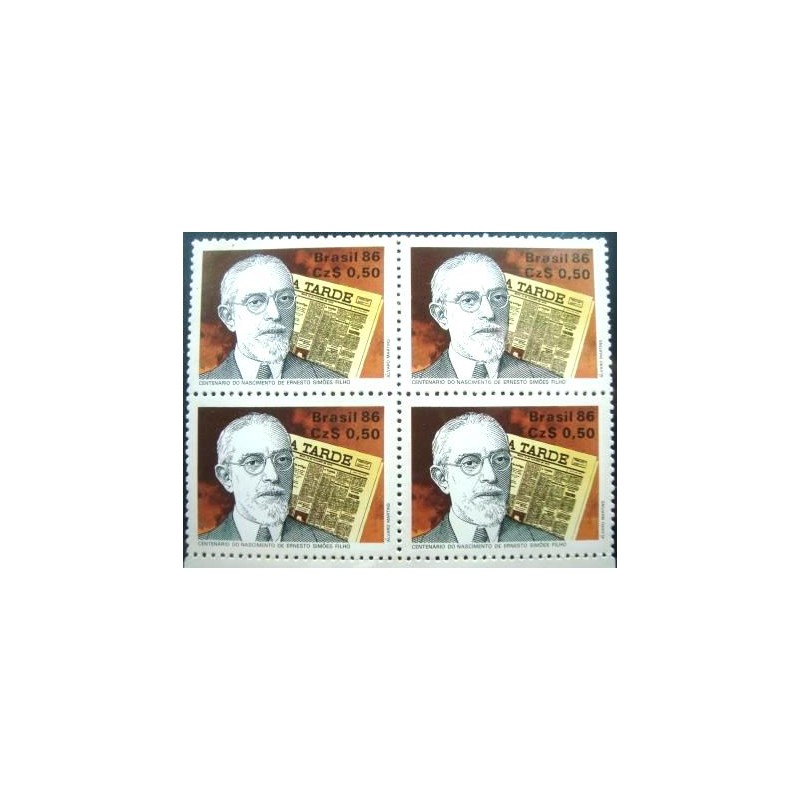 Quadra de selos postais de 1986 Ernesto Simões Filho M