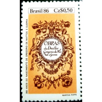 Selo postal do Brasil de 1986 Gregório de Mattos M