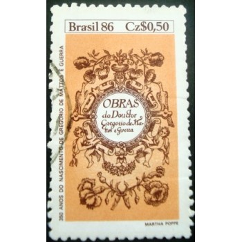 Imagem similar à do selo postal do Brasil de 1986 Gregório de Mattos U