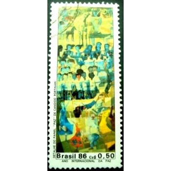 Selo postal do Brasil de 1986 Paz de Candido Portinari U