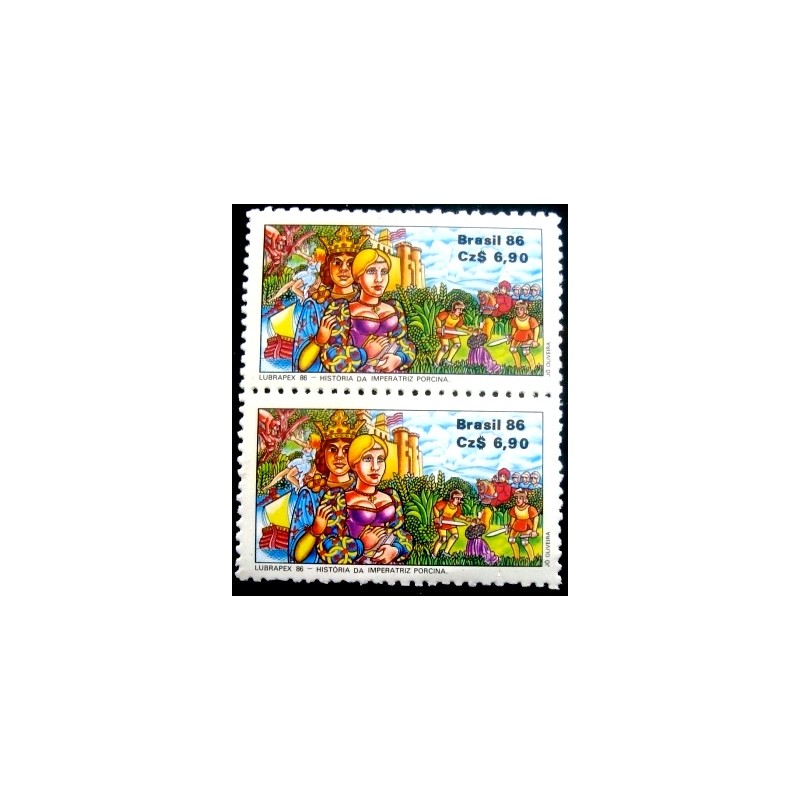 Par de selos postais do Brasil de 1986 Imperatriz Porcina