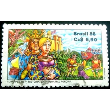 Imagem similar à do selo postal do Brasil de 1986 Imperatriz Porcina U