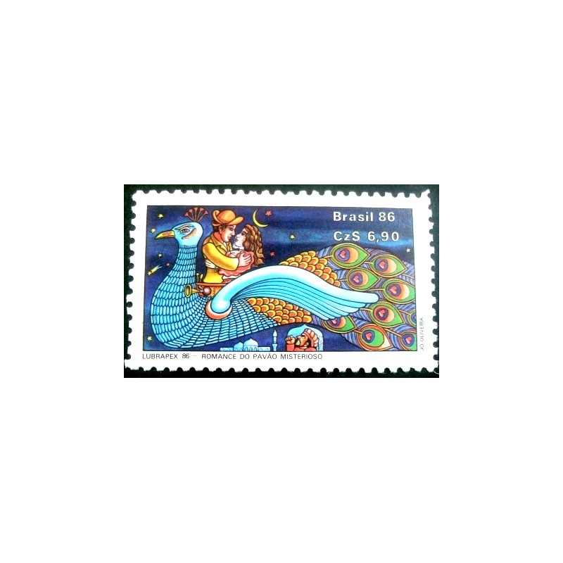 Selo postal do Brasil de 1986 Pavão Misterioso M