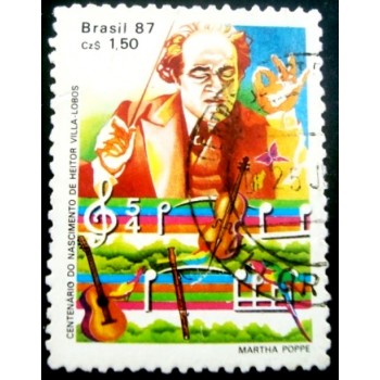 Imagem similar á do selo postal do Brasil de 1987 Heitor Villa-Lobos U