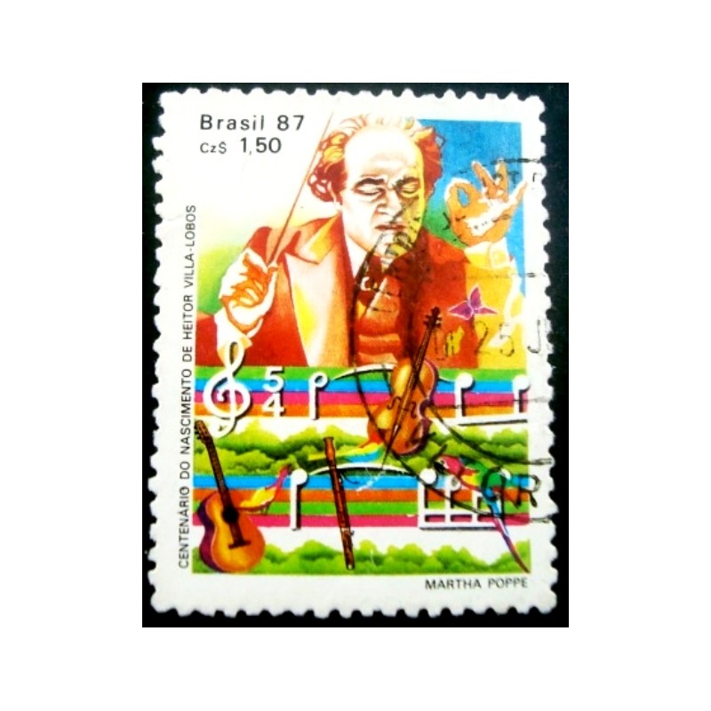 Imagem similar á do selo postal do Brasil de 1987 Heitor Villa-Lobos U