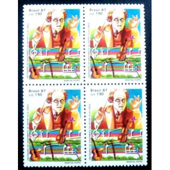 Quadra de selos postais do Brasil de 1987 Heitor Villa Lobos M