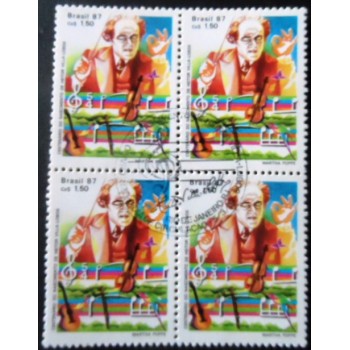 Quadra de selos postais do Brasil de 1987 Heitor Villa Lobos MCC