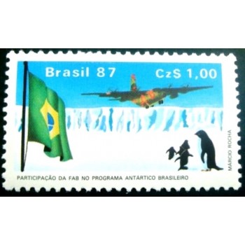 Selo postal do Brasil de 1987 FAB na Antártica M