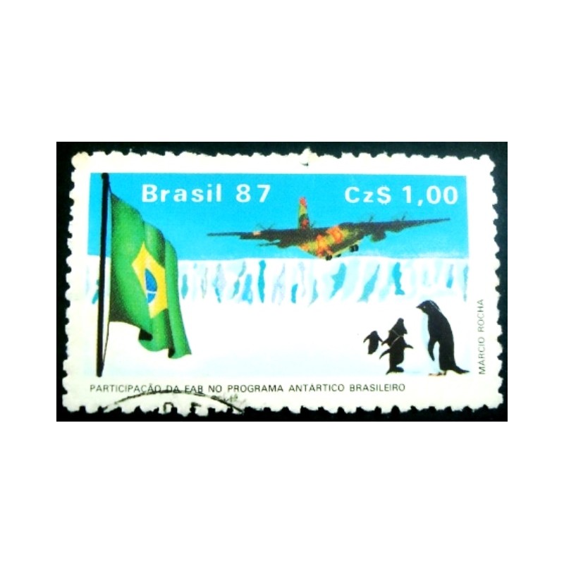 Imagem similar á do selo postal do Brasil de 1987 FAB na Antártica U