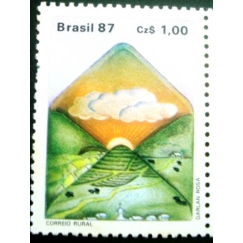 Selo postal do Brasil de 1987 Correio Rural N