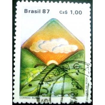 Imagem similar à do selo postal do Brasil de 1987 Correio Rural U