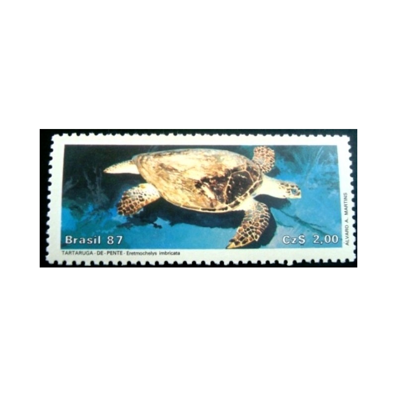 Selo postal do Brasil de 1987 Tartaruga-de-Pente M