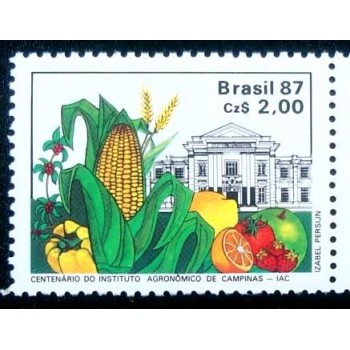 Selo postal do Brasil de 1987 Instituto Agronômico de Campinas M